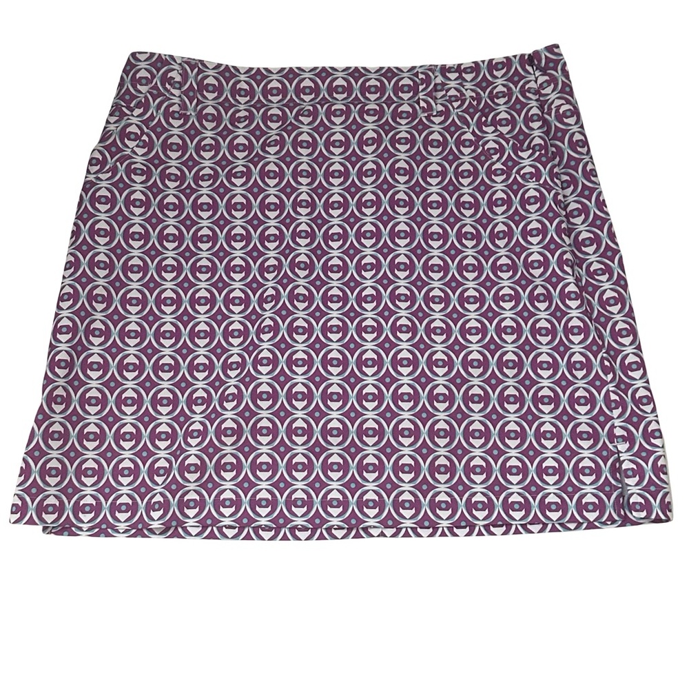 Nivo By Lanctot Women's Purple/White Geometric Print Fully Lined Golf Skort